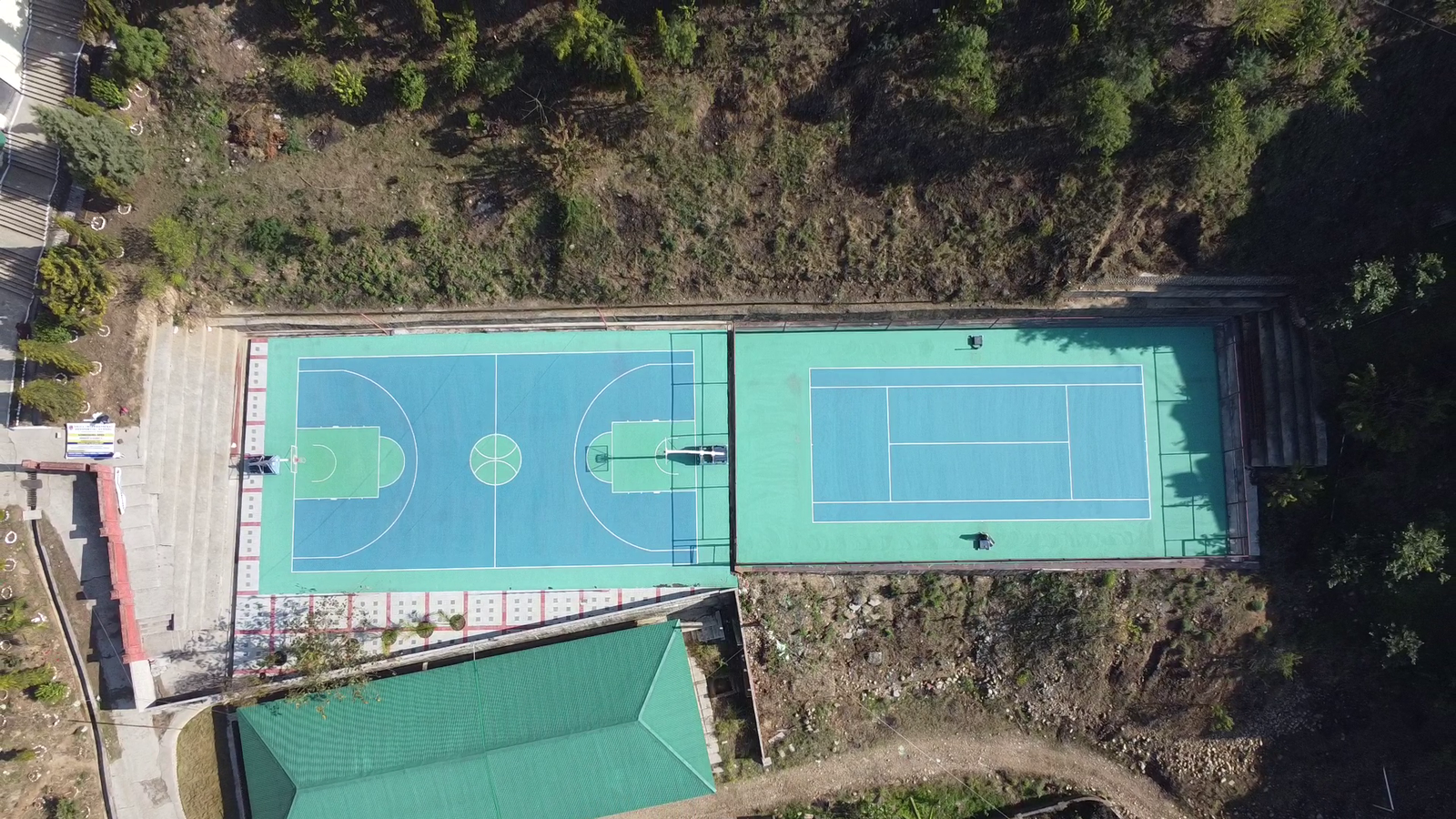 Professional basketball and tennis courts at SIRS